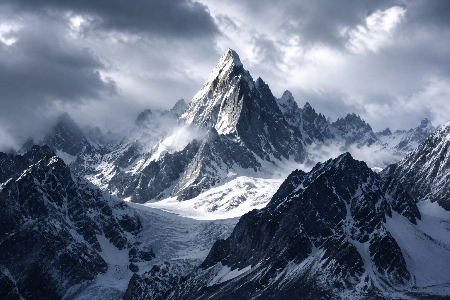 山脉风景，冷峻高山